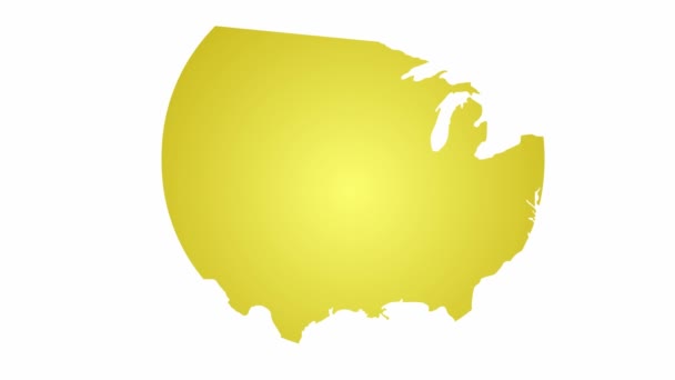 动画的金色美国地图 United States America Ica 在白色背景上孤立的向量图 — 图库视频影像