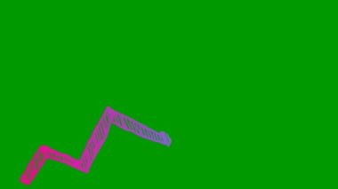 Animated financial growth chart with trend line graph. pink blue icon of arrow. Growth bar chart of economy. Hand drawn vector illustration isolated on green background.