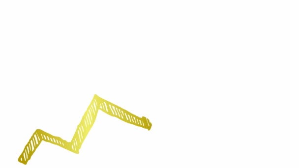 用趋势线路图绘制动态金融增长图 金色的箭头图标 经济增长条形图 在白色背景上孤立的手绘矢量图 — 图库视频影像