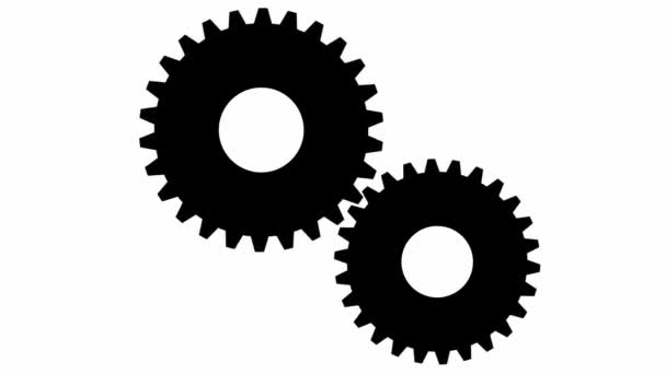 Animated Black Two Gears Spin Looped Video Concept Teamwork Business — Video