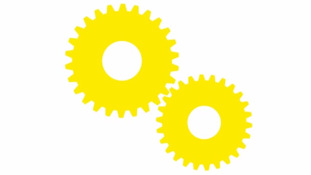 Animated Yellow Two Gears Spin Looped Video Concept Teamwork Business — Video