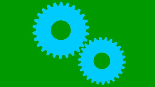 Animated Blue Two Gears Spin Looped Video Concept Teamwork Business — Stok video