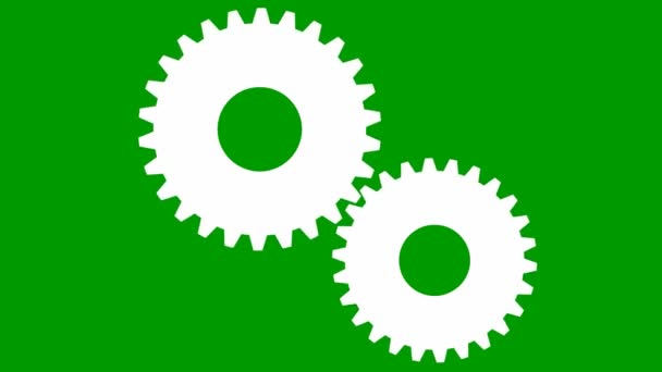 Animated White Two Gears Spin Looped Video Concept Teamwork Business — Stok video