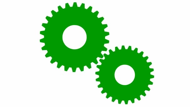 Animado Verde Duas Engrenagens Girar Vídeo Loop Conceito Trabalho Equipa — Vídeo de Stock