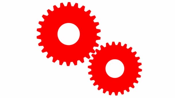 Animated Red Two Gears Spin Looped Video Concept Teamwork Business — Stock Video