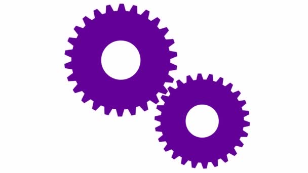 Animated Violet Two Gears Spin Looped Video Concept Teamwork Business — Stock Video