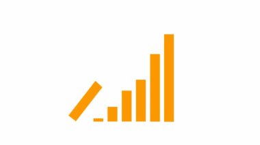 Animated financial growth chart with trend line graph. orange symbol Growth bar chart of economy. Looped video. Vector illustration isolated on white background.