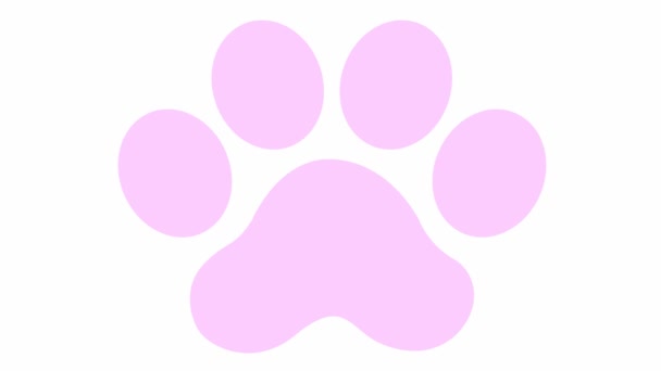 Анимированный Розовый След Кошки Появляется Отпечаток Кошачьей Лапы Зацикленное Видео — стоковое видео