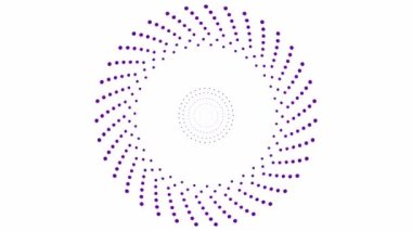 Animated violet circles from dots rotating from the center. Looped video. Vector illustration isolated on white background.