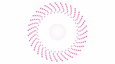 Animated pink circles from dots rotating from the center. Looped video. Vector illustration isolated on white background.