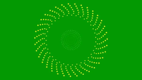 中心から黄色い点が増えていくアニメーション ループビデオだ 緑の背景に独立したベクトル図 — ストック動画