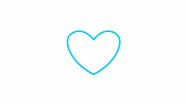 Animated blue symbol of heart pulsation. Looped video of beating heart with rays. Linear vector illustration isolated on the white background.