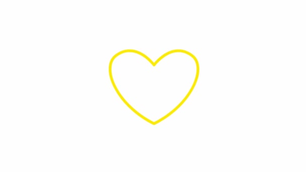 Animated Yellow Symbol Heart Pulsation Looped Video Beating Heart Rays — 图库视频影像