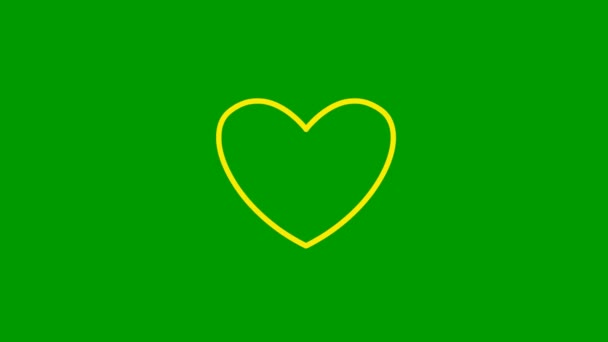 Símbolo Amarillo Animado Pulsación Del Corazón Vídeo Bucle Latidos Del — Vídeo de stock