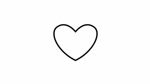 Animated Black Symbol Heart Pulsation Looped Video Beating Heart Rays — Stockvideo