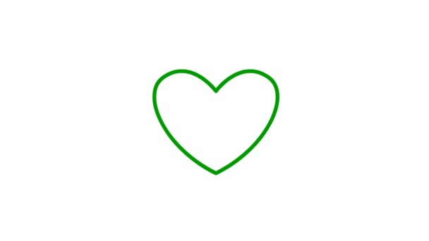 Animated Green Symbol Heart Pulsation Looped Video Beating Heart Rays — Stock video