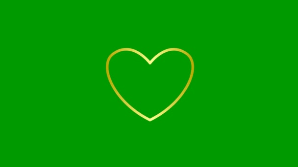 Animovaný Zlatý Symbol Srdeční Pulzace Smyčkové Video Bijícího Srdce Paprsky — Stock video