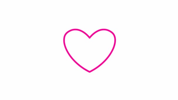 Animated Magenta Symbol Heart Pulsation Looped Video Beating Heart Rays — Stock videók