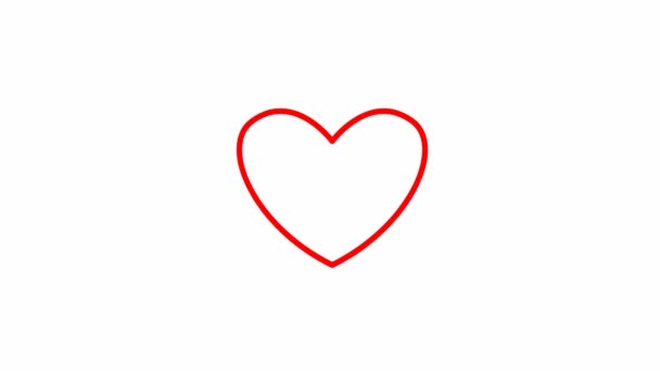心臓脈動のアニメーション赤のシンボル 光線で心臓を打つ映像 白い背景に孤立した線形ベクトル図 — ストック動画