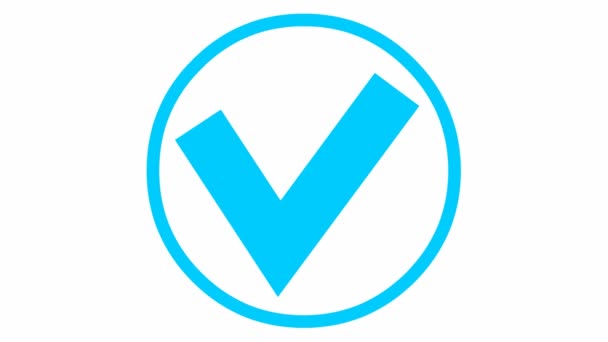 Animated Blue Check Mark Circle Appears Flat Vector Illustration Isolated — Stock videók