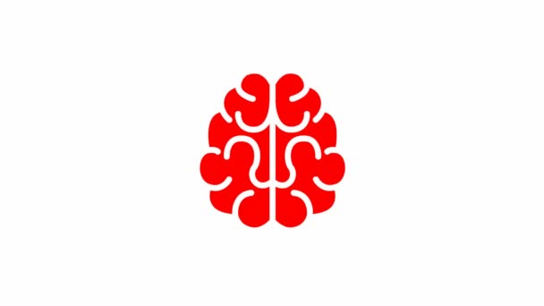Animated Red Symbol Brain Concept Idea Creative Looped Video Flat — Vídeo de stock