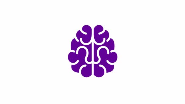 Animated Violet Symbol Brain Concept Idea Creative Looped Video Flat — Vídeo de stock