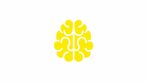 Animated Yellow Symbol Brain Concept Idea Creative Looped Video Flat — Vídeo de stock