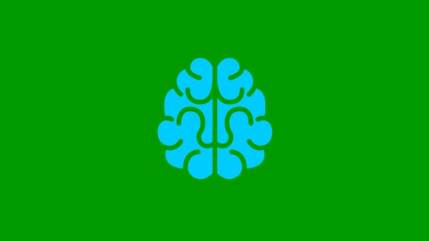 Animated Blue Symbol Brain Concept Idea Creative Looped Video Flat — Vídeo de stock