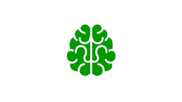 Símbolo Verde Animado Del Cerebro Concepto Idea Creativo Vídeo Bucle — Vídeos de Stock