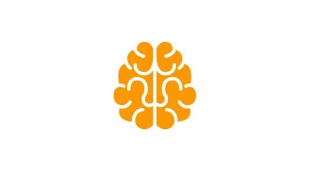 Анимированный Оранжевый Символ Мозга Концепция Идеи Творчества Зацикленное Видео Плоская — стоковое видео
