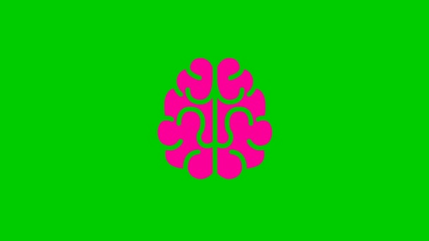 Animated Pink Symbol Brain Concept Idea Creative Looped Video Flat — Stock Video