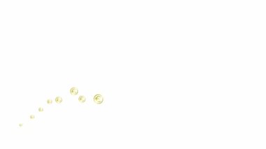 Animated golden symbol of the currency Euro coins fly from left to right. A wave with flying linear coins. Concept of business, money, finance. Vector illustration isolated on the white background.