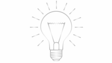Animated silver linear symbol of lightbulb. Concept of idea and creative. Looped video. Line vector illustration isolated on white background.
