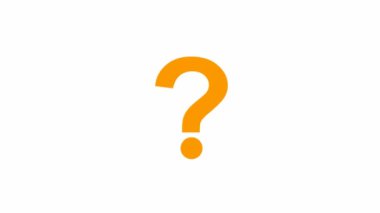 Animated orange symbol of question mark. Radiance from rays around symbol. Looped video. Vector illustration isolated on a white background.