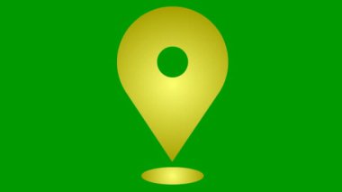 Animated golden distance marker icon. Looped video. Vector flat illustration isolated on a green background.