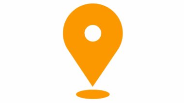 Animated orange distance marker icon. Looped video. Vector flat illustration isolated on a white background.