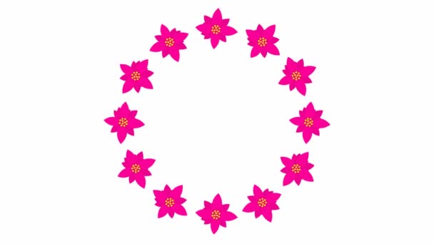 Animated Magenta Flower Blossoms Circle Frame Flowers Floral Template Copy — Vídeo de stock