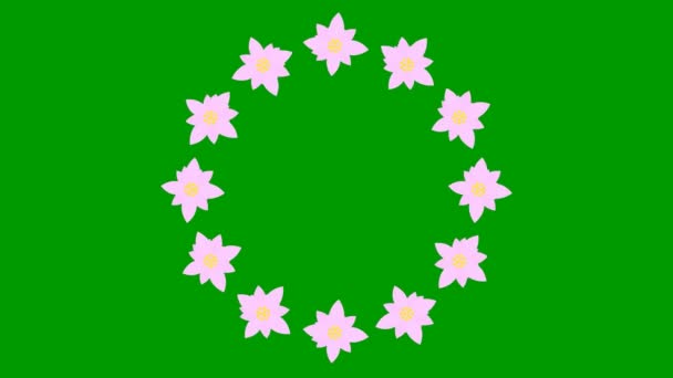 Animated Pink Flower Blossoms Circle Frame Flowers Floral Template Copy — Wideo stockowe
