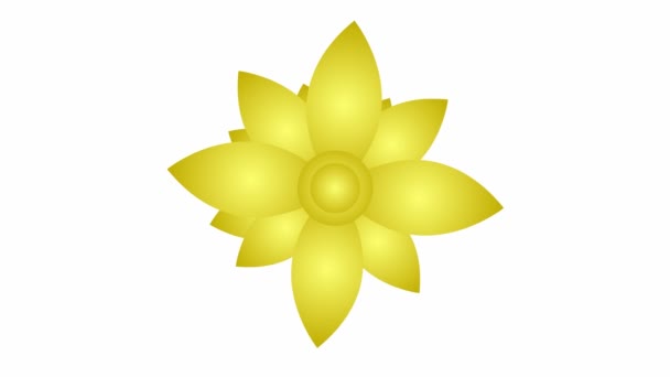Animated Golden Flower Blossoms Vector Illustration Isolated White Background — Vídeos de Stock
