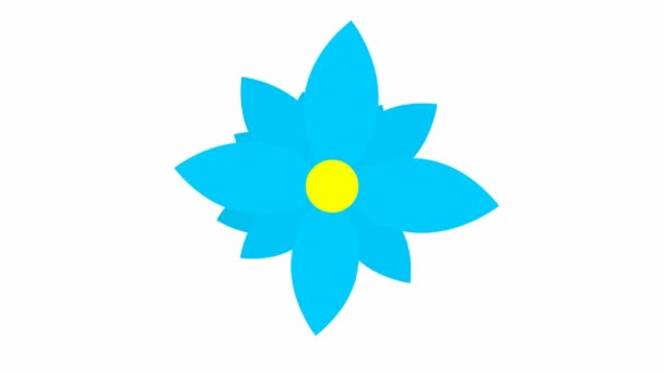 Animated Blue Flower Blossoms Vector Illustration Isolated White Background — Stock Video