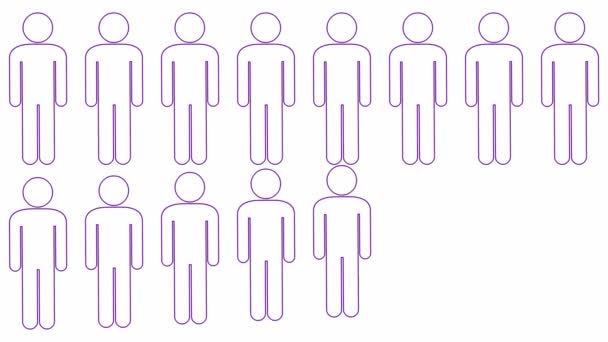 Анімовані Фіолетові Лінійні Символи Тло Людьми Концепція Соціальної Командної Роботи — стокове відео