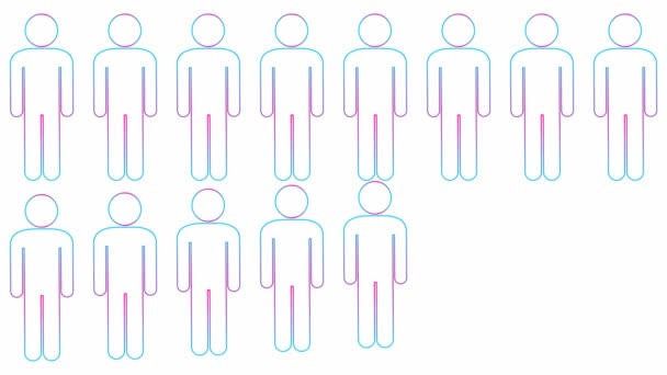 Animado Rosa Azul Símbolos Lineales Antecedentes Con Gente Concepto Social — Vídeos de Stock