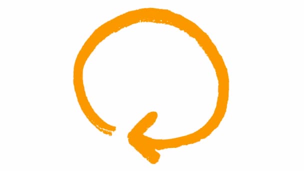 圆形箭头的动画图标 橙色重装符号旋转 循环视频 在白色背景上孤立的手绘矢量图 — 图库视频影像