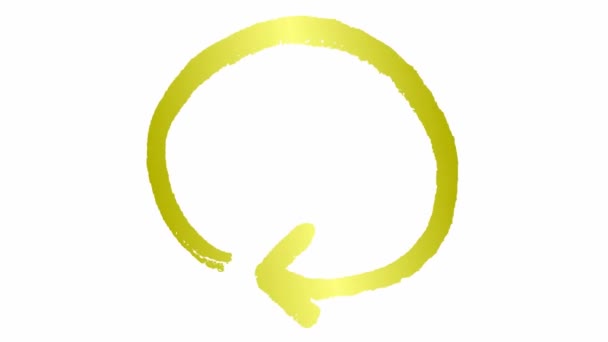 圆形箭头的动画图标 黄金重装符号旋转 循环视频 在白色背景上孤立的手绘矢量图 — 图库视频影像