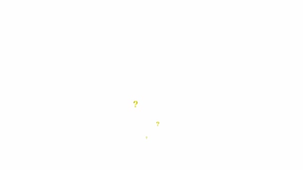 アニメーション化された黄金のクエスチョンマークは下から上に飛ぶ シンボルがスプレーされます ループビデオだ 白い背景に孤立したフラットベクトルイラスト — ストック動画