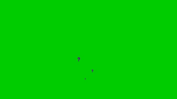 アニメーション化された紫色のクエスチョンマークは下から上に飛ぶ シンボルがスプレーされます ループビデオだ 白い背景に孤立したフラットベクトルイラスト — ストック動画