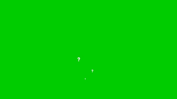 アニメーション化された白いクエスチョンマークは下から上に飛ぶ シンボルがスプレーされます ループビデオだ 白い背景に孤立したフラットベクトルイラスト — ストック動画