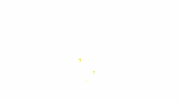 Animowane Żółte Znaki Zapytania Latają Dołu Góry Symbole Spryskiwane Zapętlone — Wideo stockowe