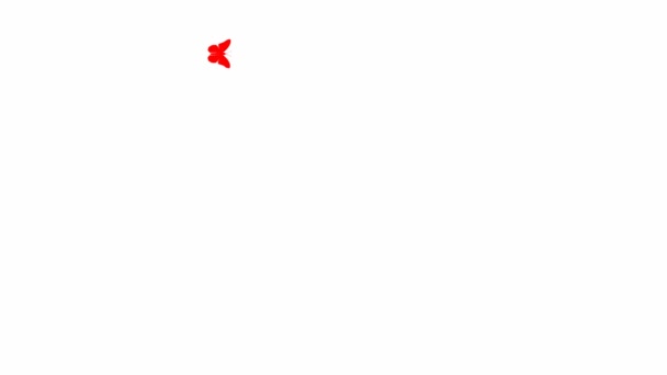 Анимационная Красная Бабочка Летит Зацикленное Видео Концепция Лета Весны Векторная — стоковое видео