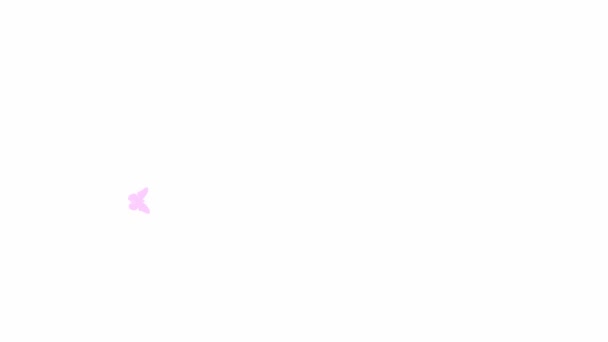 Анимационно Розовая Бабочка Летит Зацикленное Видео Концепция Лета Весны Векторная — стоковое видео